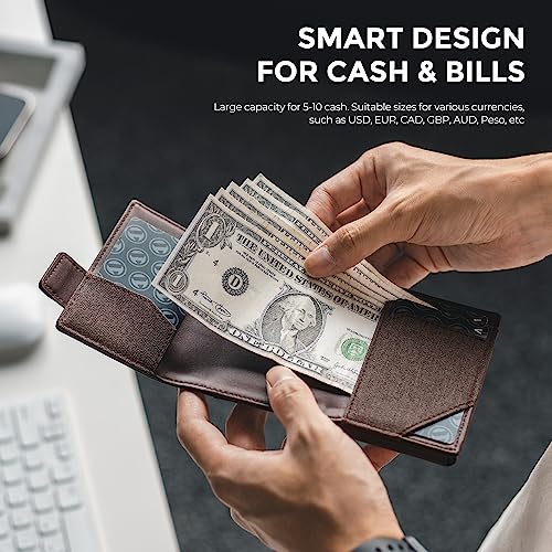 VULKIT Mens Wallet for AirTag Pop Up Wallet RFID Blocking Leather Wallet for Cash & Credit Cards Minimalist Gift for Mens (Airtag NOT Included)3