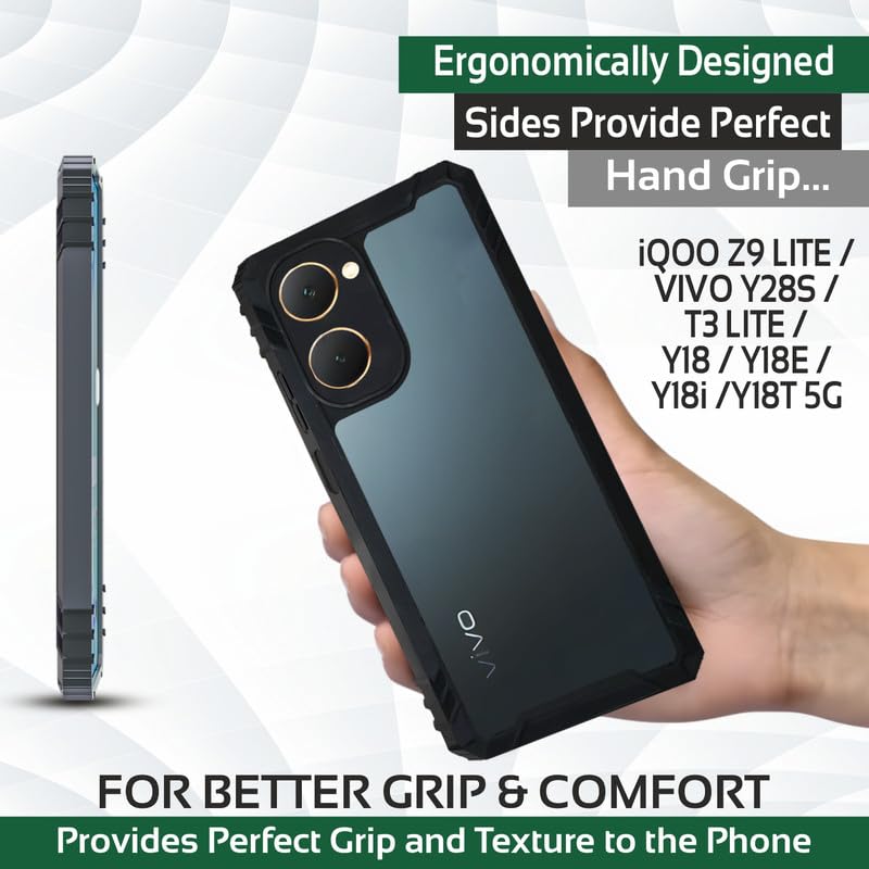 Image of AIBEX Crystal Clear Back Cover Case for iQOO Z9 Lite /Vivo Y28S 5G / Vivo T3 Lite /Vivo Y18 / Vivo Y18e / Vivo Y18i / Vivo Y18t| 360 Degree Protection | Shock Proof Design | Transparent Back Case