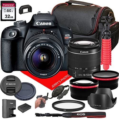 Canon EOS Rebel T100 DSLR Camera w/ 18-55mm F/3.5-5.6 Zoom Lens + Macro + Telephoto + More (18pc Bundle) (Renewed)