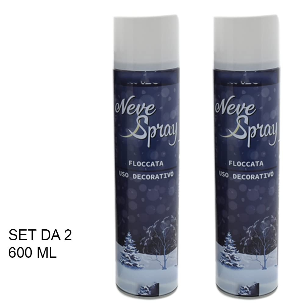2 Neve Spray Max bomboletta 600ml per Decorazioni Albero di Natale presepe vetri finestre casa vetrine Artificiale