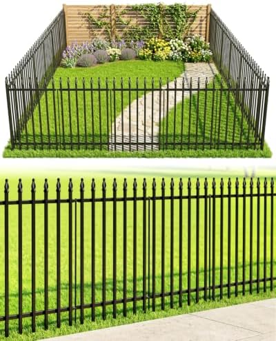 ARIFARO Decorative Metal Garden Fence 81cm H x 61cm W 5 Pack, 3m ...