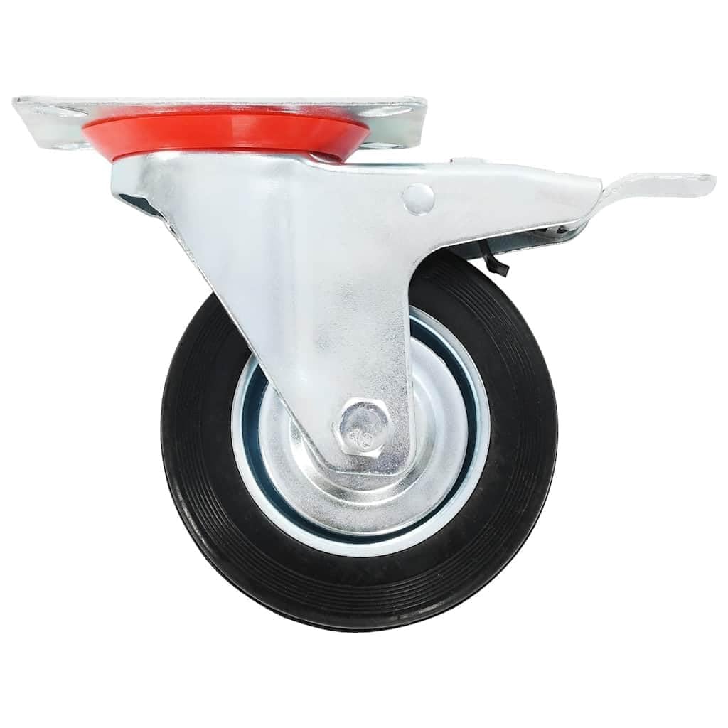 Lenkrollen 100 mm 24 Stk. Transportrollen mit Bremse, Gummi