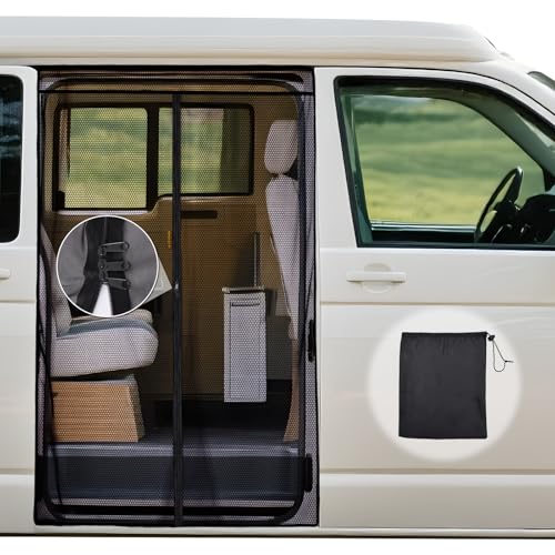 ZATOOTO Mosquitera Cremallera para VW T5 T6 para Puerta Corredera, Magnética mosquitera Furgoneta Camper, Protección contra Insectos Solar, Red de Som...