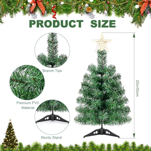 Árvore de Natal de 50 cm com luz pequena para mesa, árvore de Natal com cordão de luzes de LED, copa