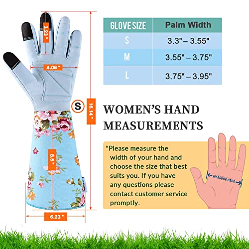 Wanchi Long Garden Gloves For Women Gardening Gloves Thorn Proof Rose Pruning Gloves Women's Light Protective Work Gloves For Yard & Outdoor Work Blue Small #TOP5