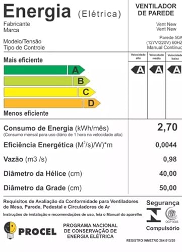 Ventilador de Parede Oscilante VentNew, 60cm, 200W, Preto, com Controle Remoto, Bivolt
