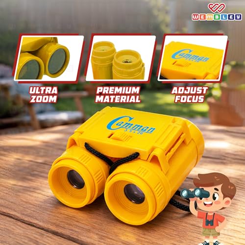 Image of Wembley Mini Binocular for Kids | Compact and Portable Outdoor Telescope for Boys and Girls | Binocular Toy with Neck String, Focus Adjustment and Ultra Zoom | Birthday Gift for Kids (Yellow)