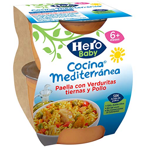 Hero Baby Cocina Mediterránea Paella con Verduritas Tiernas y Pollo Tarritos de...
