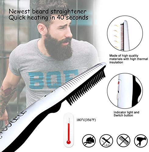 Image of UCRAVO Ultra Quality Electric Beard Straightener Quick Hair Styler for Men Hair Comb Massage Beard Comb Multifunctional Curly Hair Straightening Comb Curler(Multi)