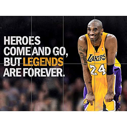 Doppelganger33 LTD Heroes NBA Basketball Kobe Bryant Los Angeles Lakers Arte de la Pared Multi Panel de Carteles 47x33 Pulgadas