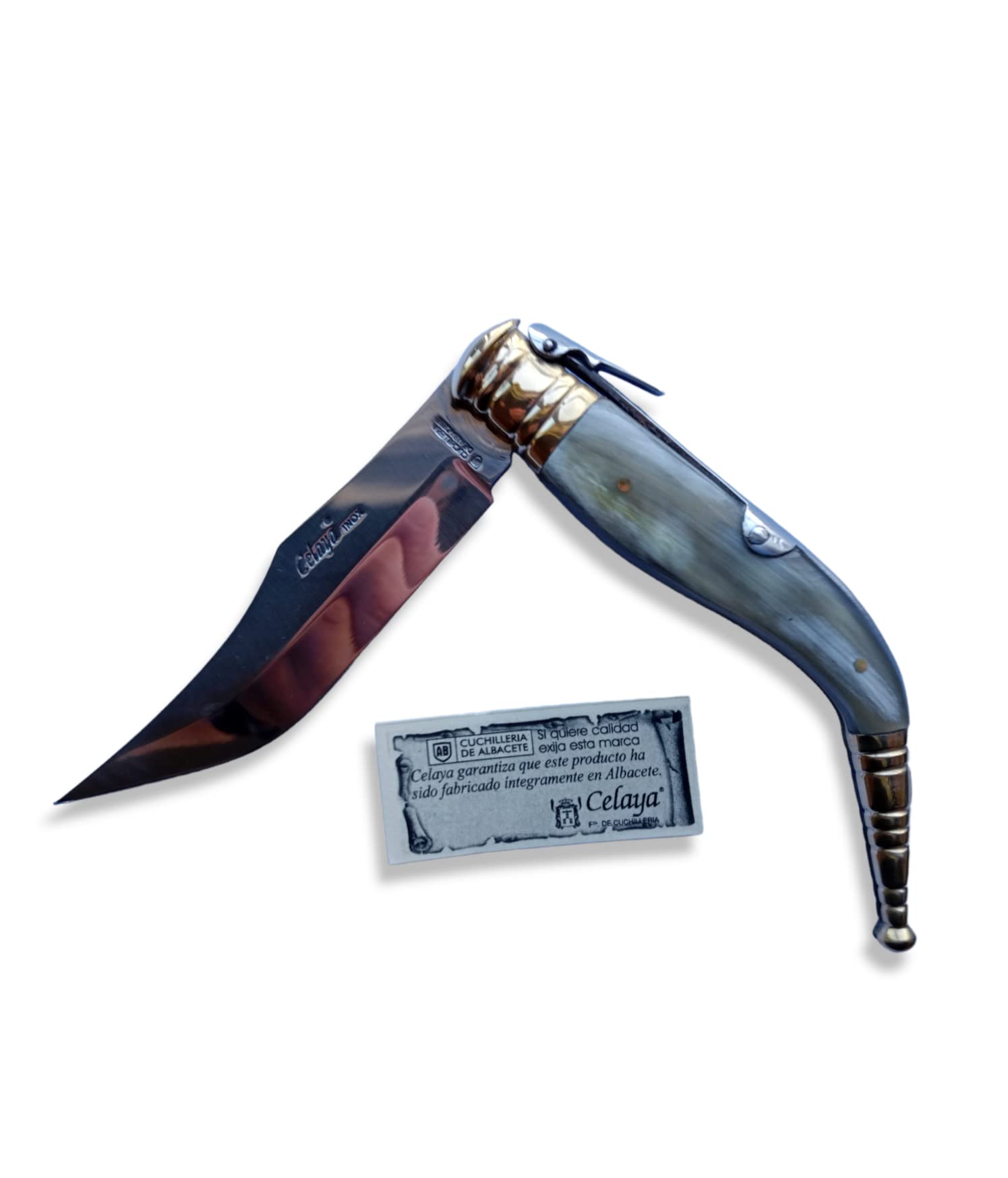 Navaja Celaya Clásica Bandolera Latón Asta Toro 10,5 cm