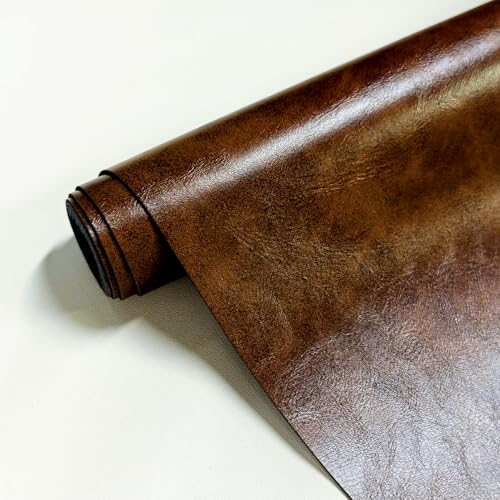 JERLITU Ölwachs-PU-Kunstlederstoff, 30 cm x 137 cm, wasserdicht, kratzfest, Kunstleder, für Taschen, Schuhe, Bucheinband, Schießhintergrund, Auto-Innenräume, Braun