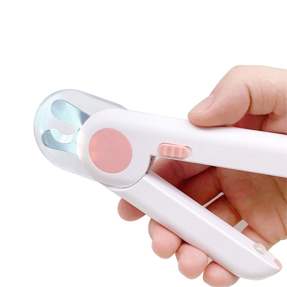 ALEENFOON Cortaúñas Profesional para Perros, con luz y a Prueba de Salpicaduras, Dispositivo de protección para Mascotas, Perros y Gatos, cortaúñas con Lima para Mascotas pequeñas Medianas (Rosa)