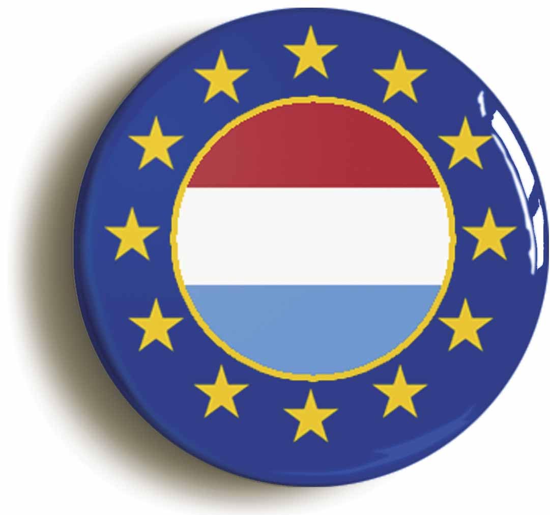 Luxembourg European Union Split Flag Fridge Magnet (Circular 2inch / 50mm Diameter)