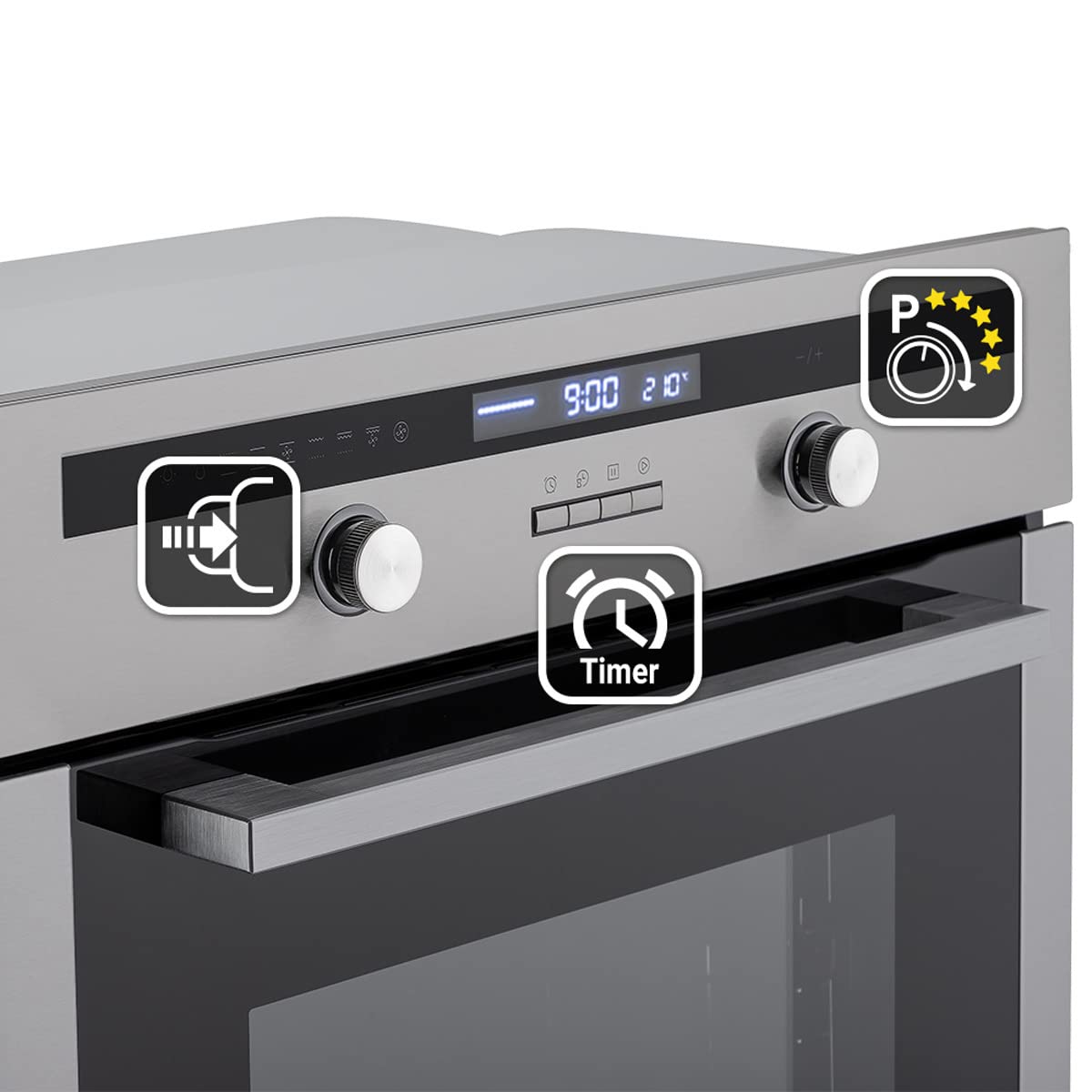 Four encastrable 60 cm | 70L | 3kW | Rôtisserie | Capteur de température du cœur | Gril | Air chaud | Tiroirs télescopiques | EB8013ED
