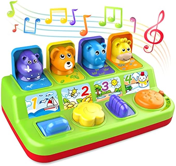 Duchong Interactive Pop Up Animals Toy for Toddlers, STEM Early Developmental Cause and Effect Toys for Ages 9-12-18 Months Toddlers & 1 Year Old Kids, Babies, Boys & Girls