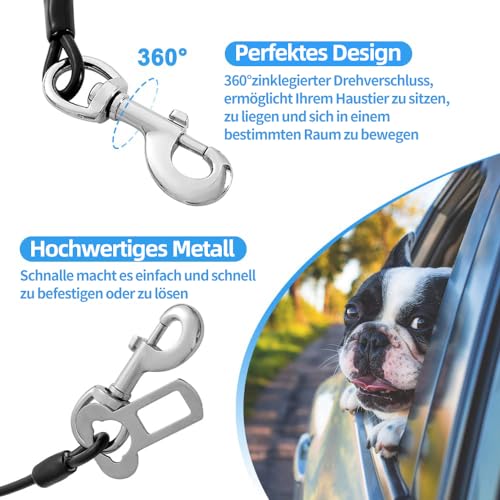 Mi Metty Anschnallgurt Hund Auto, Bissfeste Hundeleine aus Stahldraht mit Auto, Hunde anschnallgurt Auto für alle Hunde