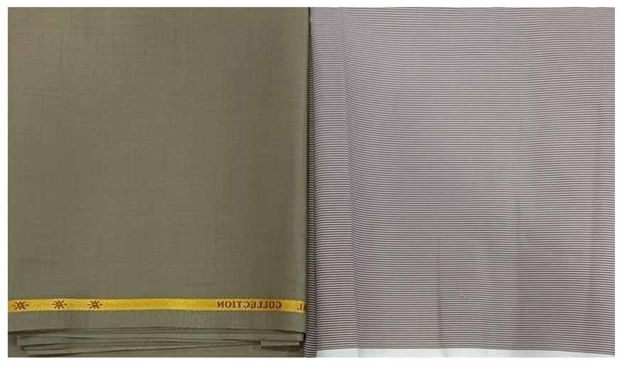 Premium Cotton Blend Unstitched Shirt and Trouser Fabric Set, Pattern, Formal Wear, Free Size-image-35