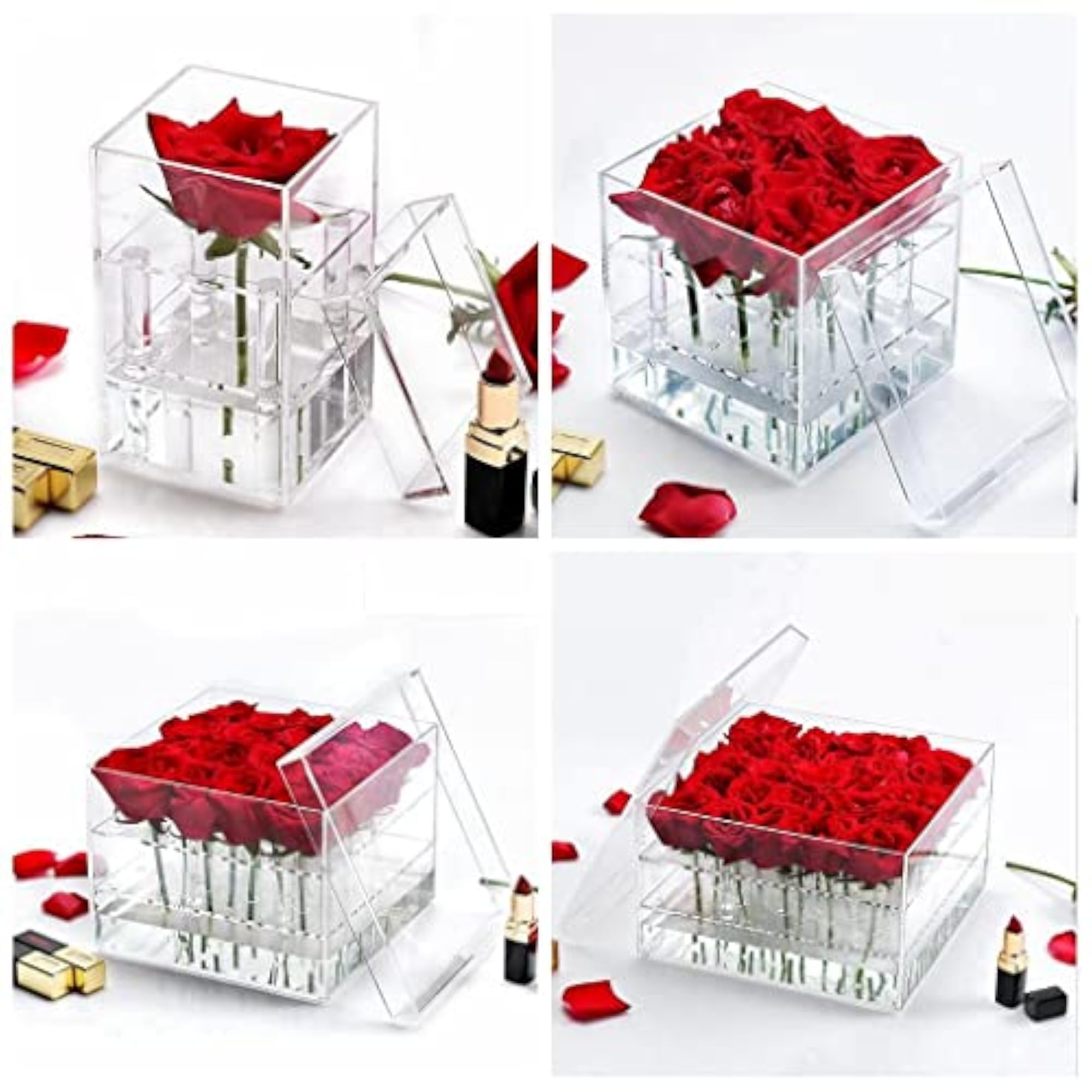 Clear Acrylic Rose Flower Box Cut Flower Holder