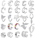 LOLIAS 24Pcs Oro Ear Cuffs Orecchini a Cerchio Piccoli per Donna Placcati 18K Falsi Cilp su Orecchini Helix Polsini Cartilaginei Orecchini Non Piercing Finti Orecchini Ipoallergenici