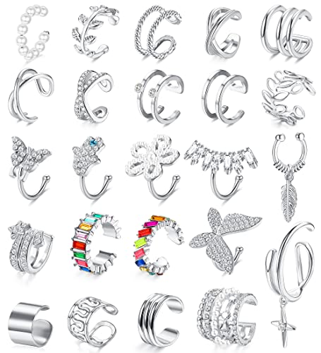 LOLIAS Pendientes Sin Agujero Mujer Pendientes Aro Pequeños Ear Cuff Pendientes Clip Falso Helix...