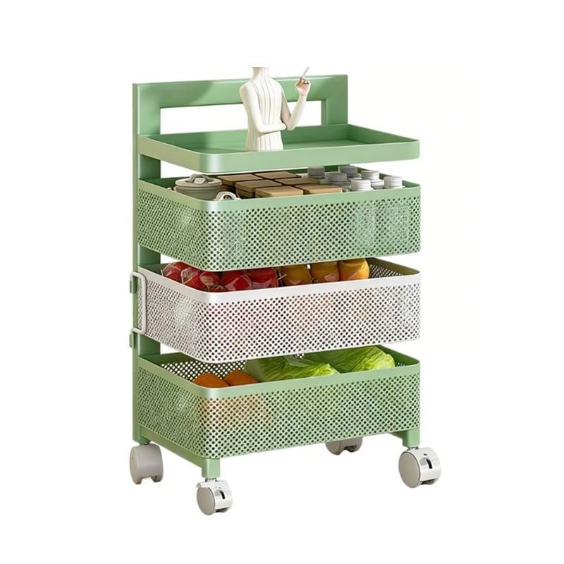 Estante para frutas y verduras rectangular, giratorio y con cestas de alambre extraíbles