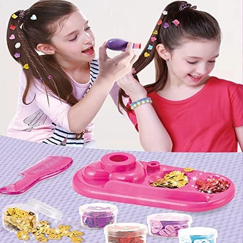 NALACAL Hair Glitter Sequins Kit, Hair Bedazzler Kit with Glitter Glitter Patch Hair Decorating Kit Hair Glitter Patch and Stapler Set - 6 Different Types Available 420Pcs Glitter Sequins