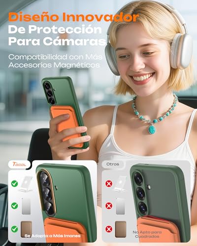 Image of TOCOL for Samsung Galaxy S26 Case, Compatible with Magsafe, Full Camera Protection, Built-in Magnetic Ring, Drop Protection, Translucent Matte Phone Case for S26 6.3 inch (Alpine Green)