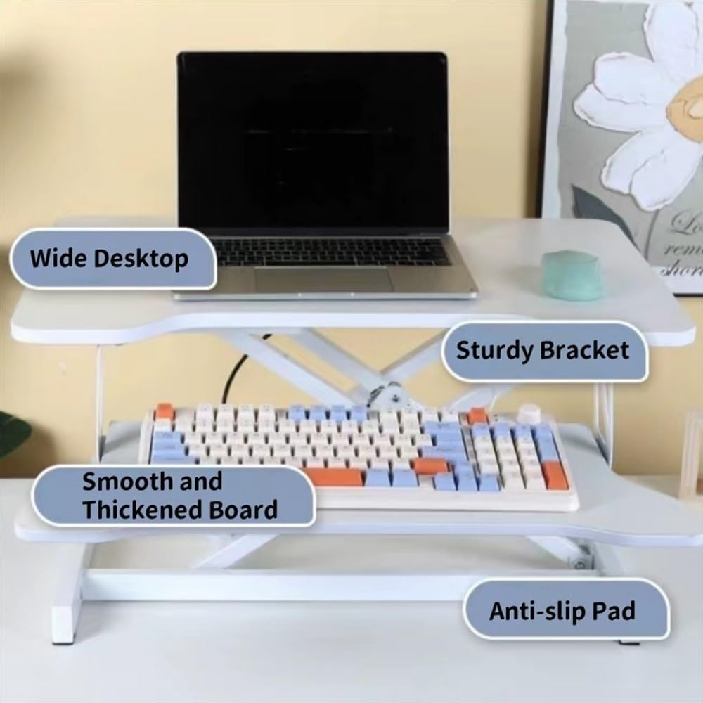 Convertitore per scrivania regolabile in altezza con vassoio per tastiera, supporto regolabile in altezza per laptop e monitor singolo, postazione di lavoro per ufficio domestico (37.4*15.7in)
