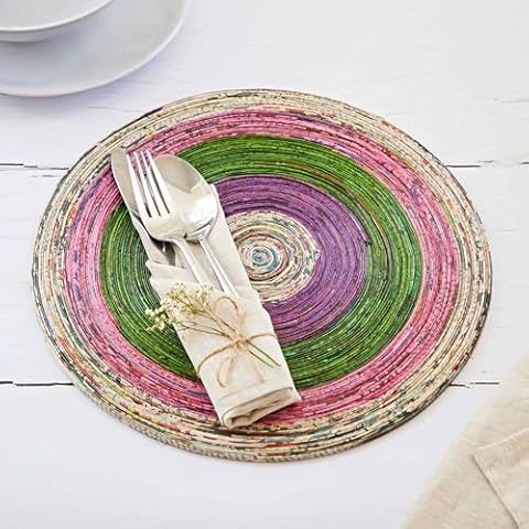 Handmade Recycled Newspaper Round Placemats Cover