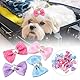 Zerodis 20PCS Hundehaar Bowknot, Haustier Welpe Haarseil Band Nette Punkte Faux Pearl Design Haarnadel Haarpflege Zubehör