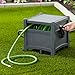 Suncast Garden Hose Hideaway Storage Reel Box, Cyberspace Grey – Resin Outdoor Container, Holds up to 100 Feet of 5/8 Inch Standard Vinyl Water Line – No Assembly Required