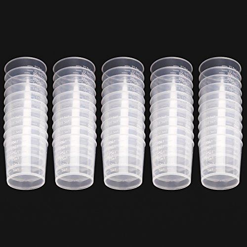 Wxj13 50 Pack 30Ml Plastic Reusable Graduated Cups Transparent Scale Cups With 50 Pack Wooden Stirring Sticks For Mixing Paint, Stain, Epoxy, Resin #TOP2