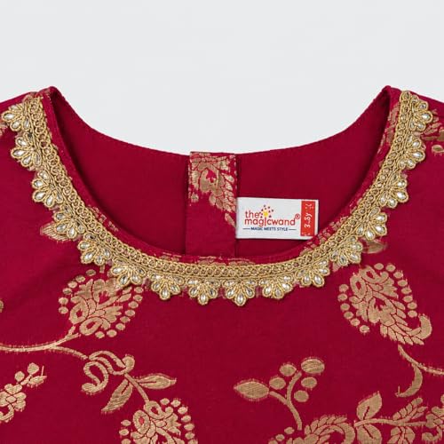 Image of The Magic Wand Lehenga Choli Set with Dupatta for Girls Kids Floral Printed Lace Embelished Chaniya Choli, Perfect for Wedding Occasions & Festivals
