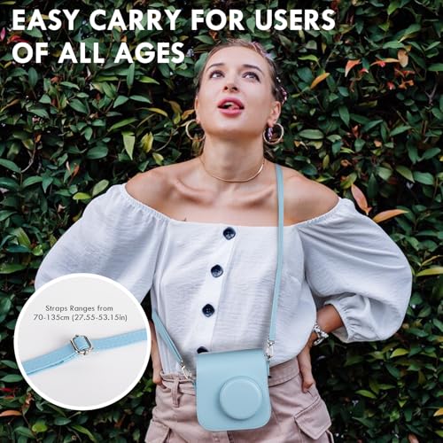 Funda para cámara Fuji Mini SE/7 Plus cuero PU azul miniatura 6
