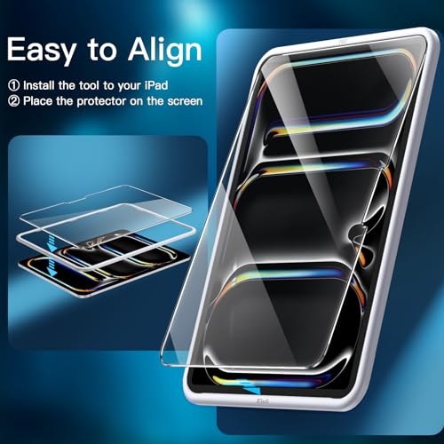 Image of JETech Tempered Glass Screen Protector Guard for iPad Pro 11-Inch M5 /M4 (2025 /2024) with Camera Lens Protector, Easy Installation Tool, Anti-Scratch, HD Clear, 2-Pack Each