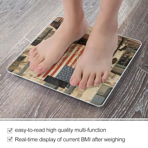 Báscula digital para baño con bandera de EE.UU. y vidrio templado miniatura 5