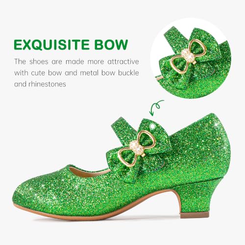 Image of Dufannie Girls Dress Shoes Princess Flats Heels for Toddler Little Big Kids