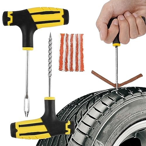 Foto de Airmoto Kit de tapones para neumáticos – Kit de reparación universal de neumáticos con tapones para neumáticos sin cámara – Kit de parches de neumáticos para fijar pinchazos y tapar planos en (imagen 2)