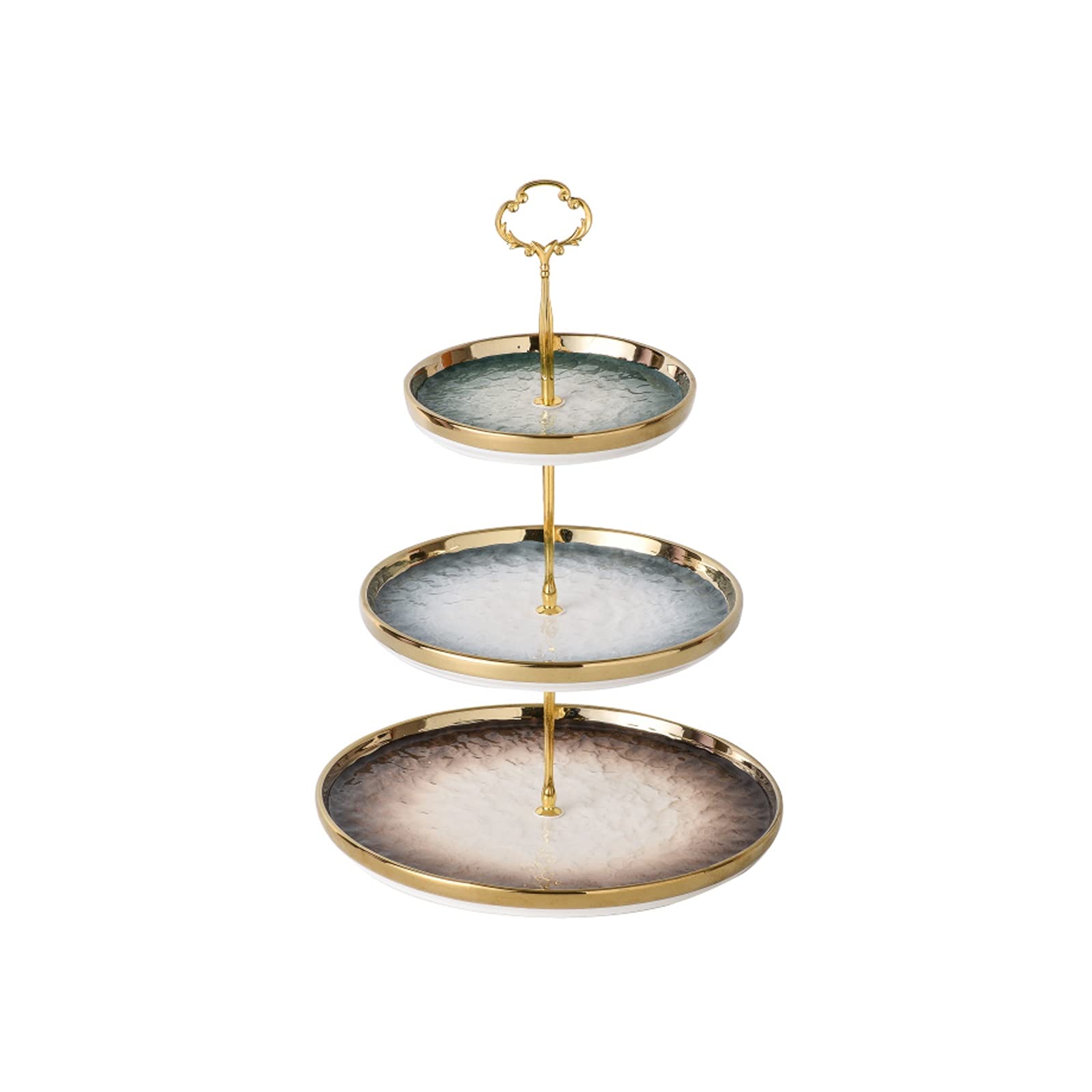 Présentoir à Gâteau Support de gâteau en céramique de luxe lumineux avec poignée en métal Table de dessert à 3 couches Multicolore Détachable Détachable Display Support Pâtisserie Stand de Gâteaux