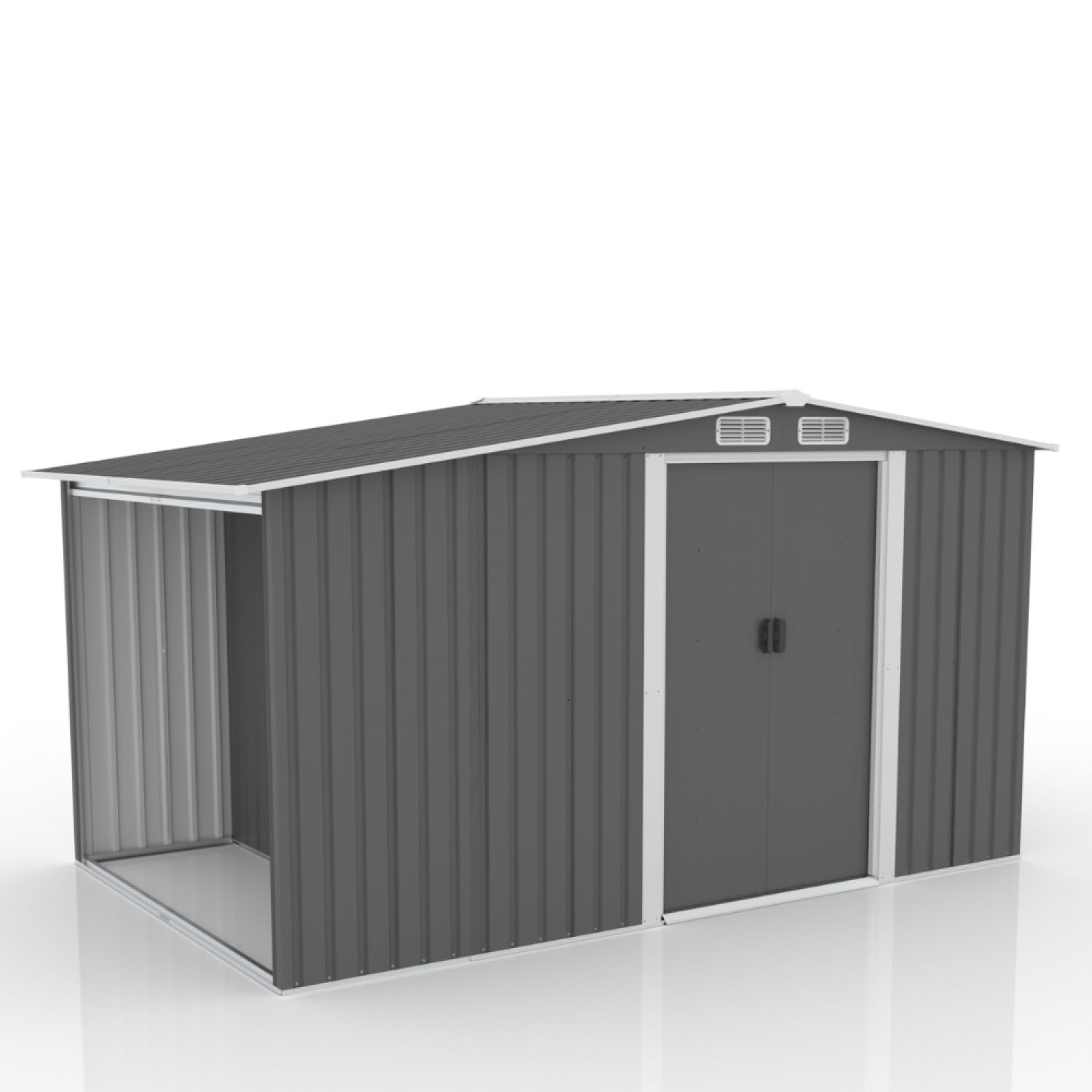 CONCEPT USINE | Abri de Jardin 6.87 m² VOSGES Gris | Cabane Extérieure | Structure Résistante en Métal | Idéal pour Rangement Outils et Vélos avec Abri Bûches | Spacieux, Solide, Robuste
