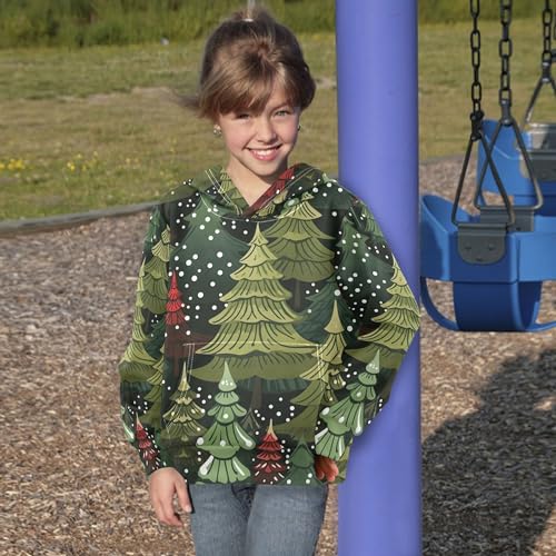 Kids Hoodies Sweaters Christmas Xmas Trees Hooded Sweatshirts with Big Pockets for Boys Girls B04003274