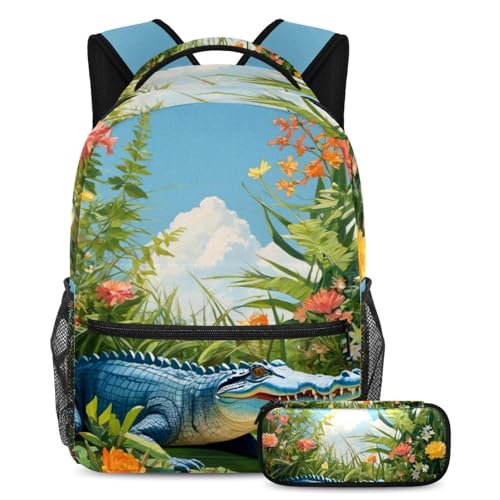 Ensemble cartables pratiques sac à dos crocodile avec trousse fille garçon