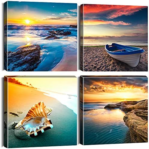 Artscope 4 Pieces Wall Art Canvas Prints - Romantic Red Rose Picture Painting- Modern Wall Artwork Framed for Bathroom Home Office Decor - 30 x 30 CM
