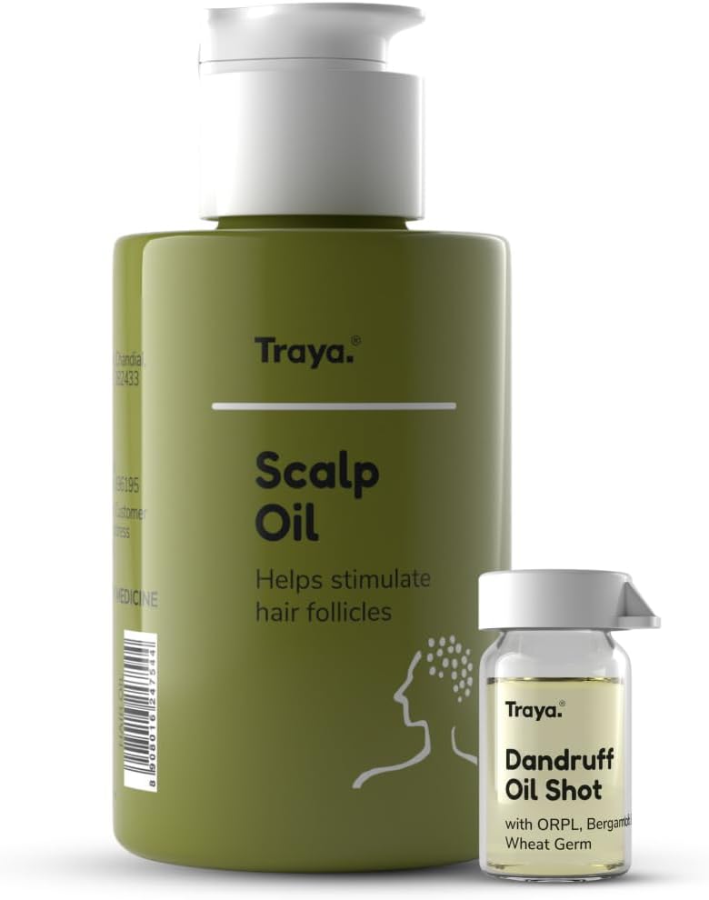 Traya Scalp Oil with Dandruff Shots for Anti-Dandruff Treatment | Contains Coconut, ORPL, Camphor, Wheat Germ and Bergamot Essential Oils (87 ml)