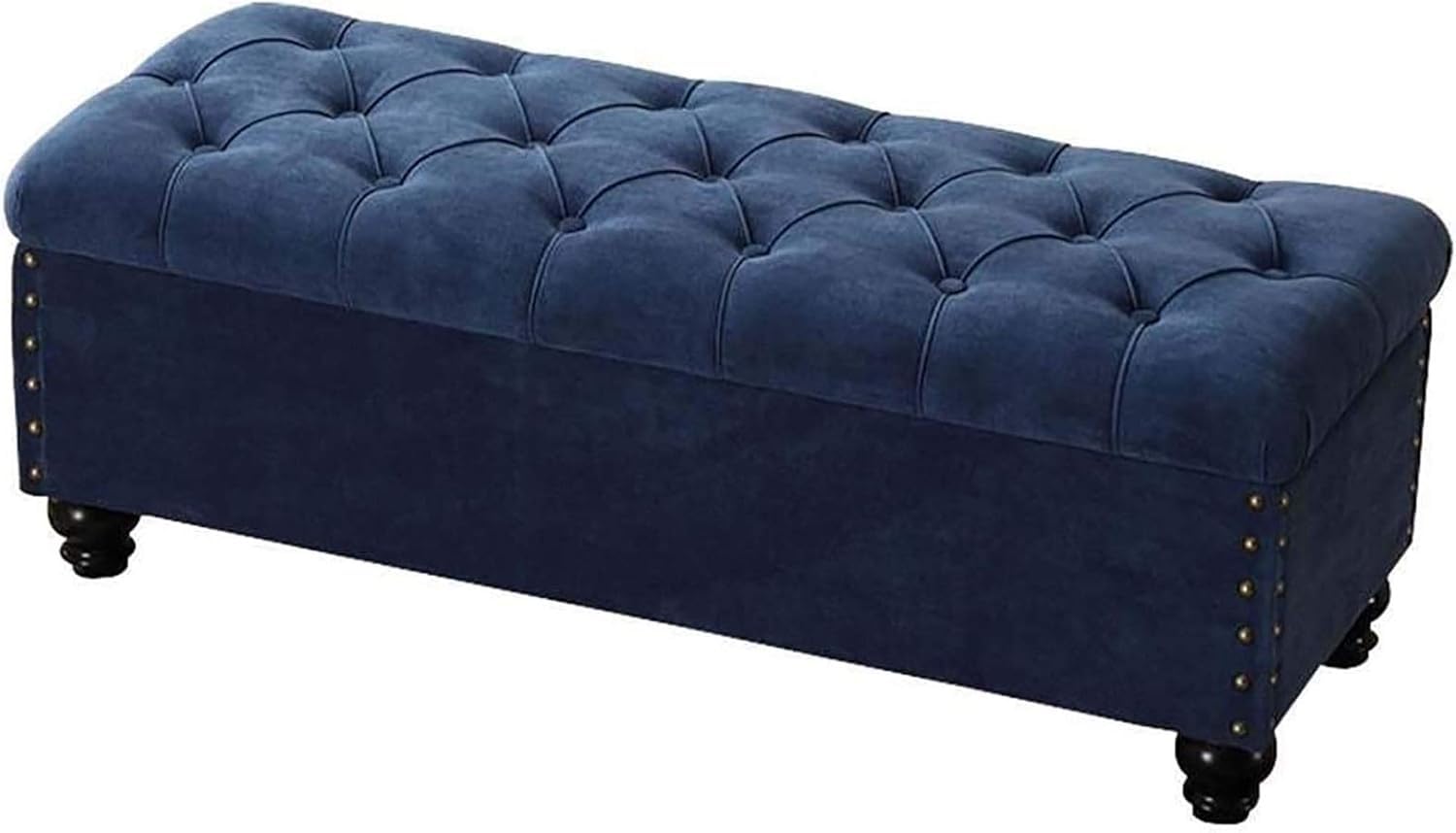 Taburete de lino azul 60x45x45 cm y reposapiés de sofá para dormitorio