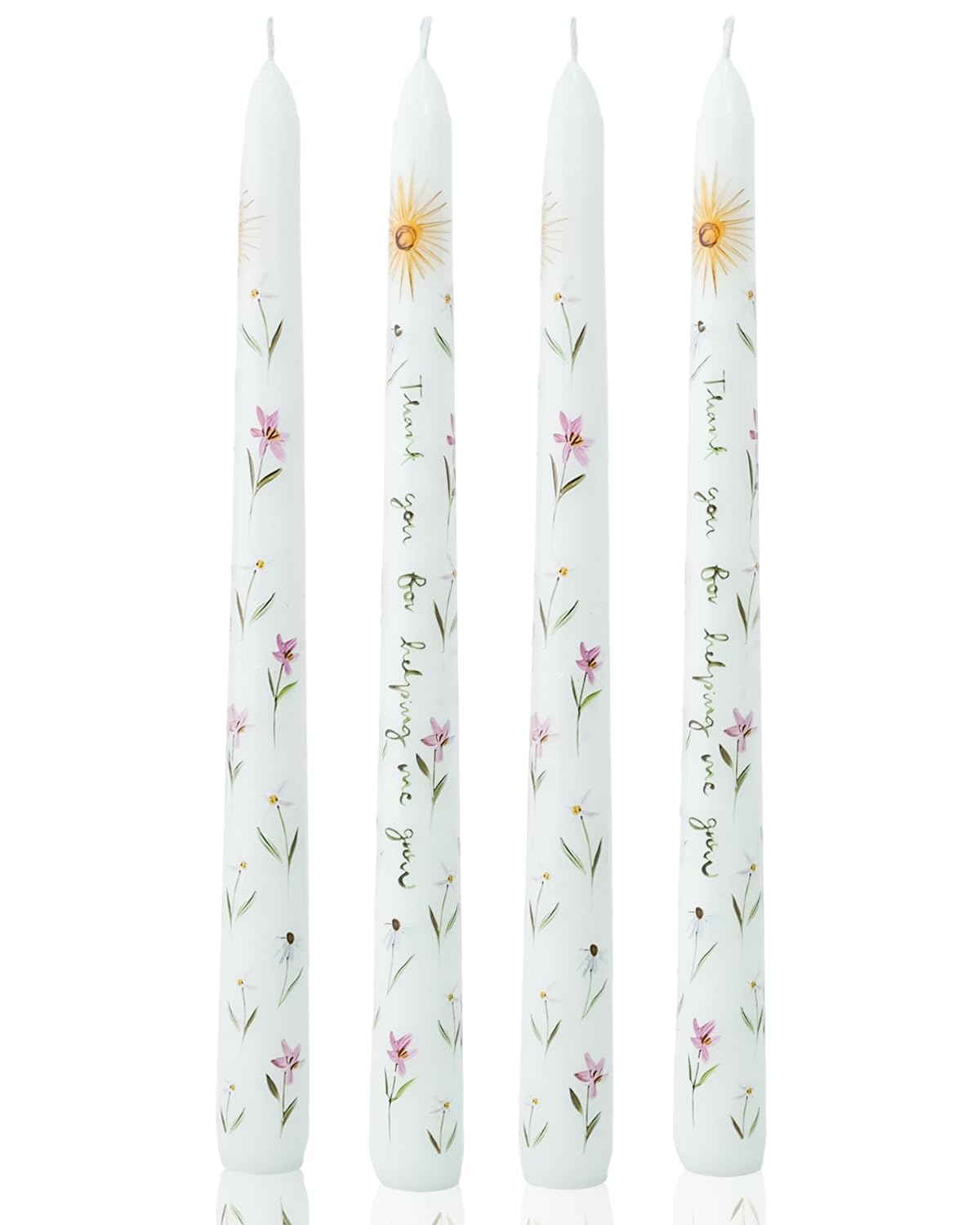 White Taper Candle 10 Inch Candlesticks,Thank You Gifts for Women,Unscented Dripless Tapered Candle Set for Decor Wedding Party,4 Pack