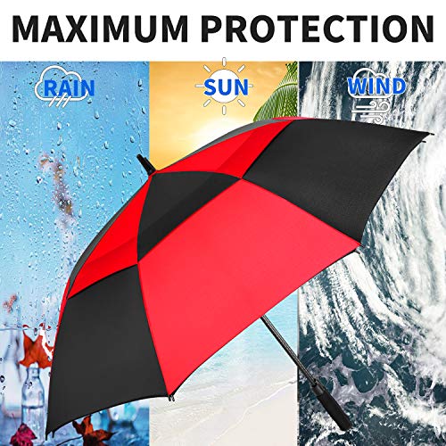 Image of MRTLLOA Automatic Open Golf Umbrella, 62 /68 Inch Extra-Large Oversized Double Canopy Vented Windproof Waterproof Stick Rain Golf Umbrellas for Men and Women