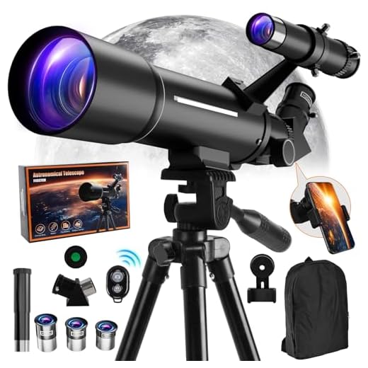 Telescopio Astronomico Professionale, 70/400 Telescopio Rifrattore per Bambini Adulti Principianti, con Regolabile Treppiede, Adattatore Telefonico, Filtro lunare, Treppiede Regolabile, Zaino