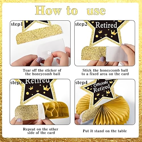 9PCS Retirement Party Decorations, KSKSPE Retirement Centerpieces for Table,Black and Gold Retirement Table Decorations, Retirement Decor for Retirement Party Retirement Party Supplies Men and Women